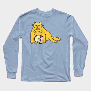 Chonk Cat Holding Large Easter Egg Long Sleeve T-Shirt